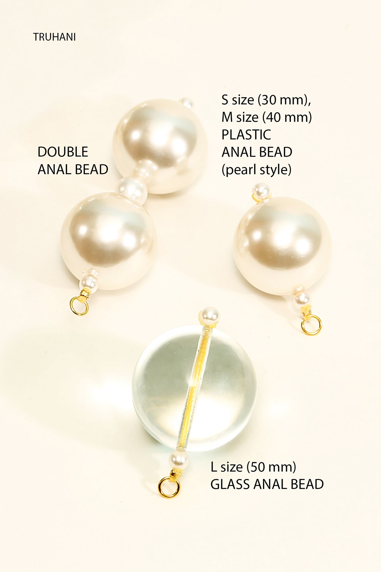 Sex toys. Anal and vaginal bead. Pearl style and glass.